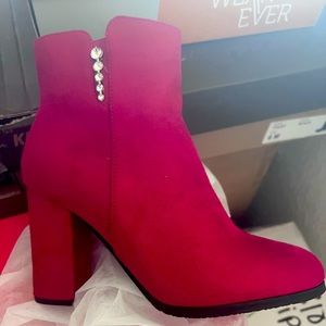 Red suede boots